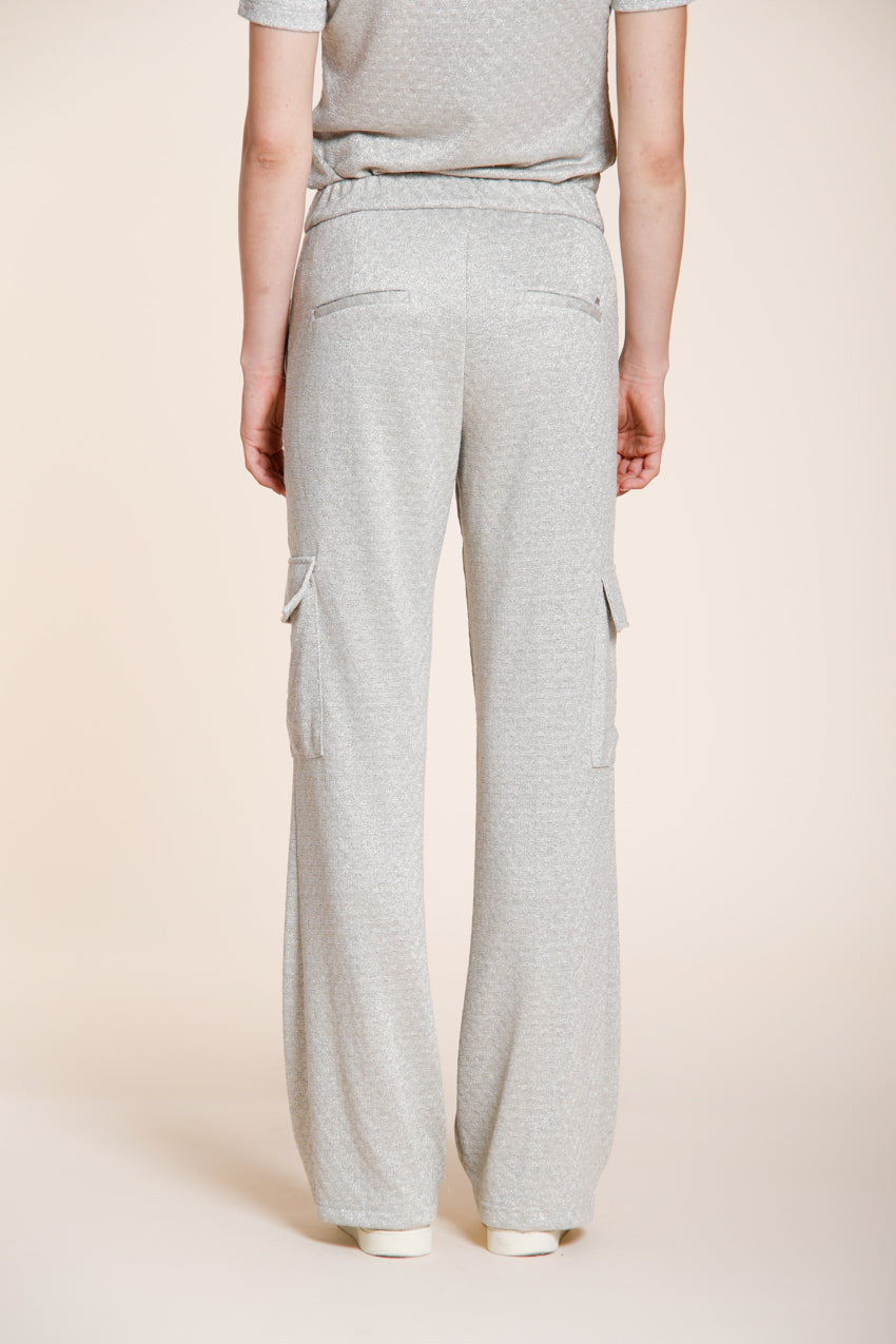 Easy Straight pantalon cargo jogger femme en tricot lurex straight fit