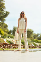 Easy Straight pantalone cargo jogger donna in maglia crochet straight fit