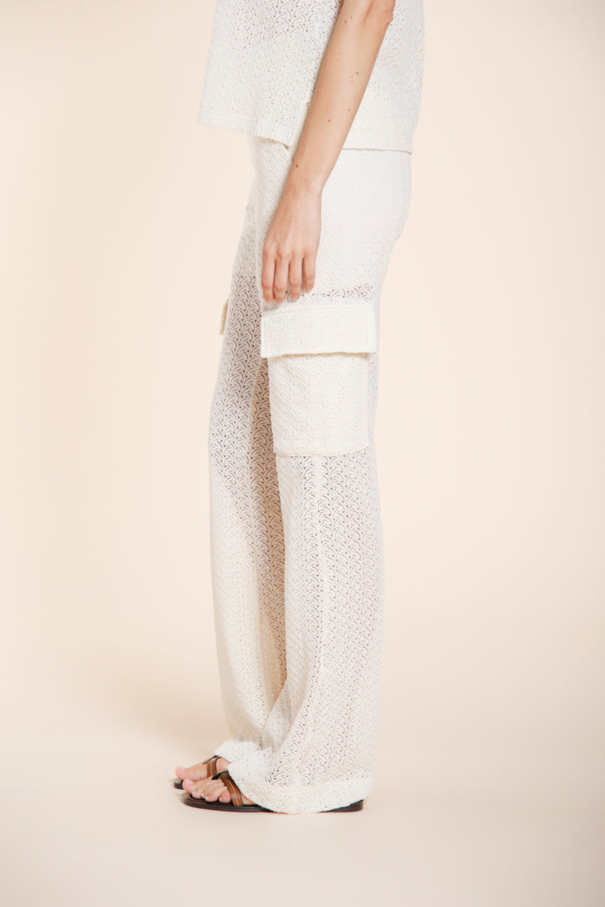 Easy Straight pantalone cargo jogger donna in maglia crochet straight fit