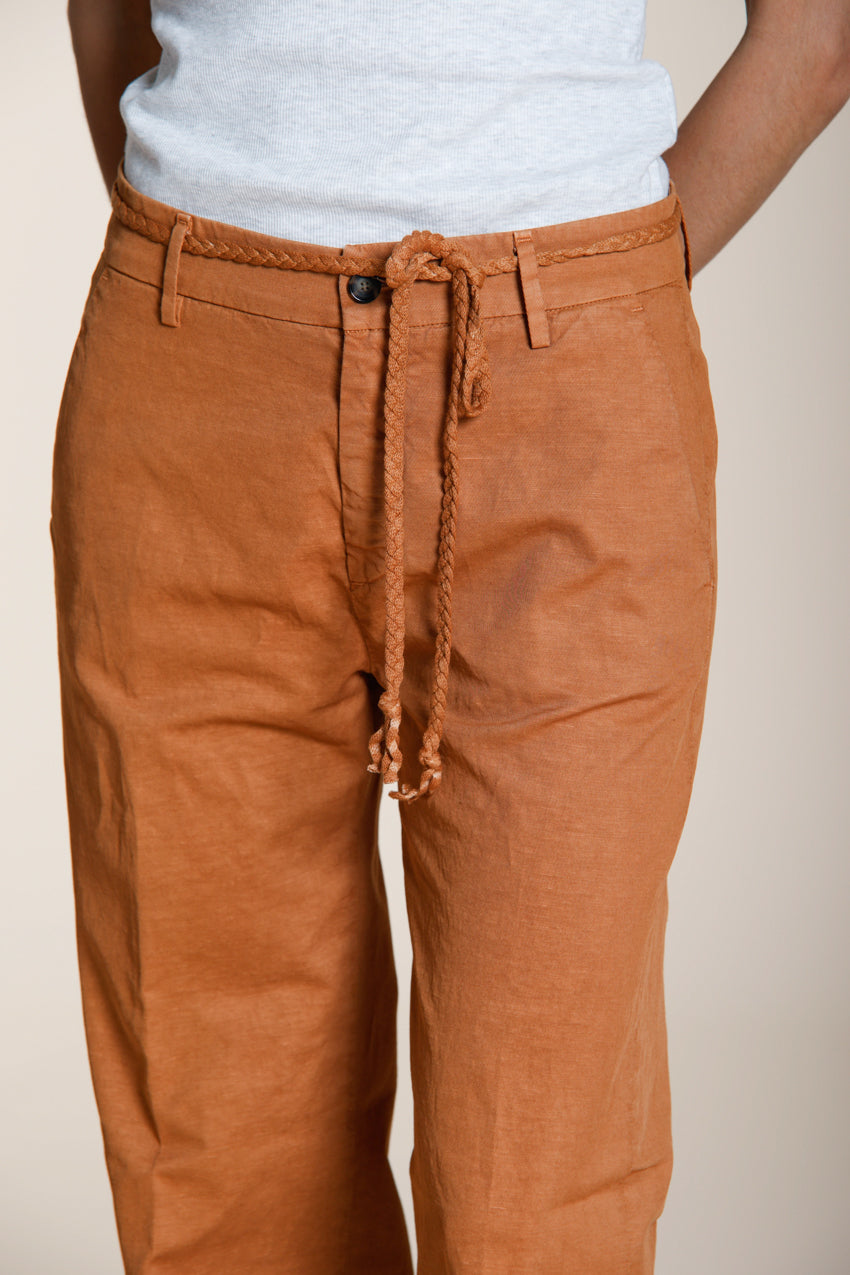 New York Straight pantalon chino femme en twill de coton et lin straight fit