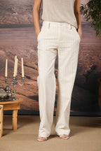 New York Straight Chino-Hose für Damen im Streifenmuster mit goldener Linie Straight Fit