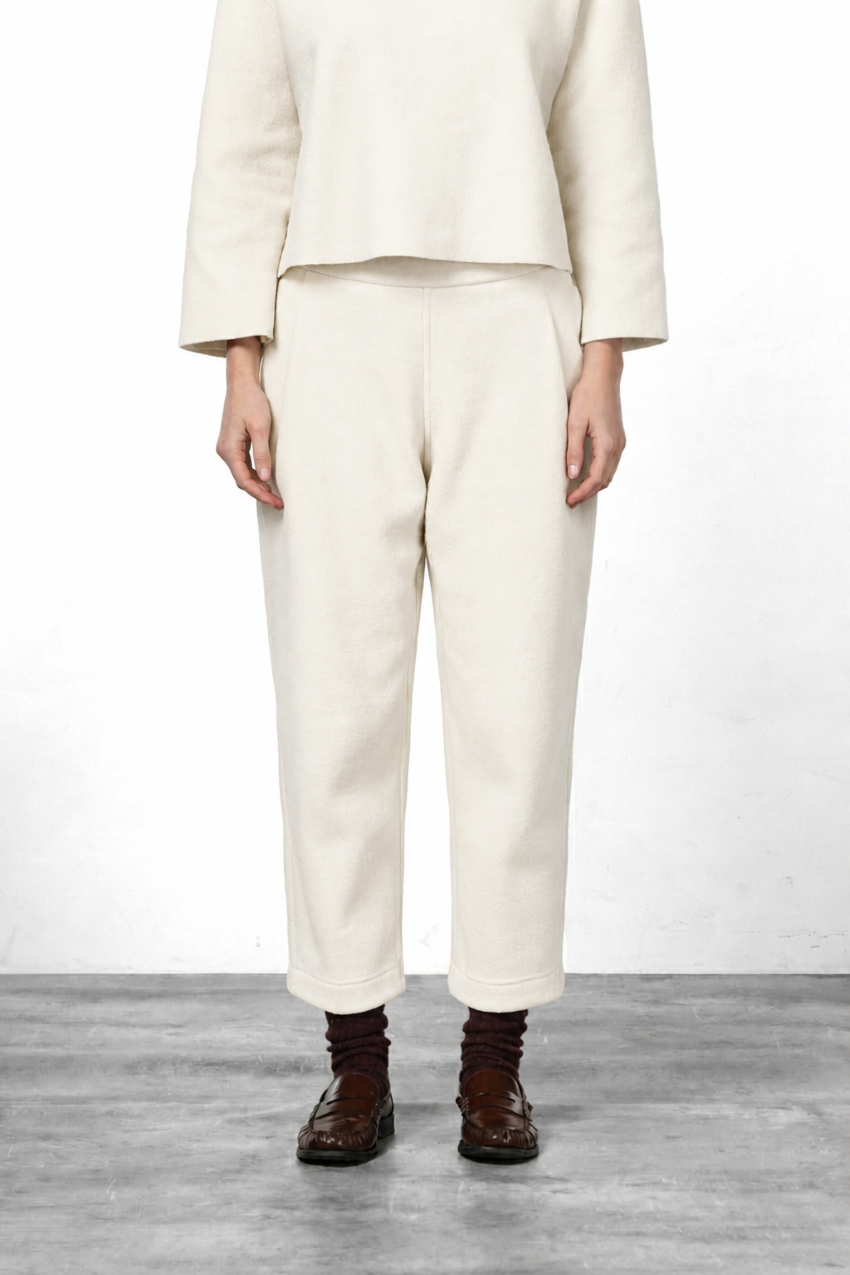 Baloon pantalone chino donna in panno di lana baloon fit