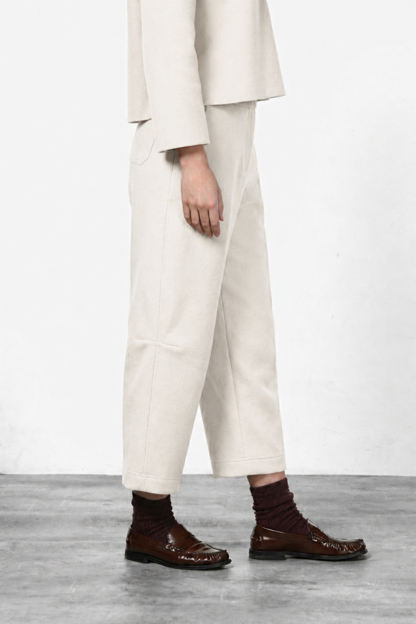 Baloon pantalone chino donna in panno di lana baloon fit