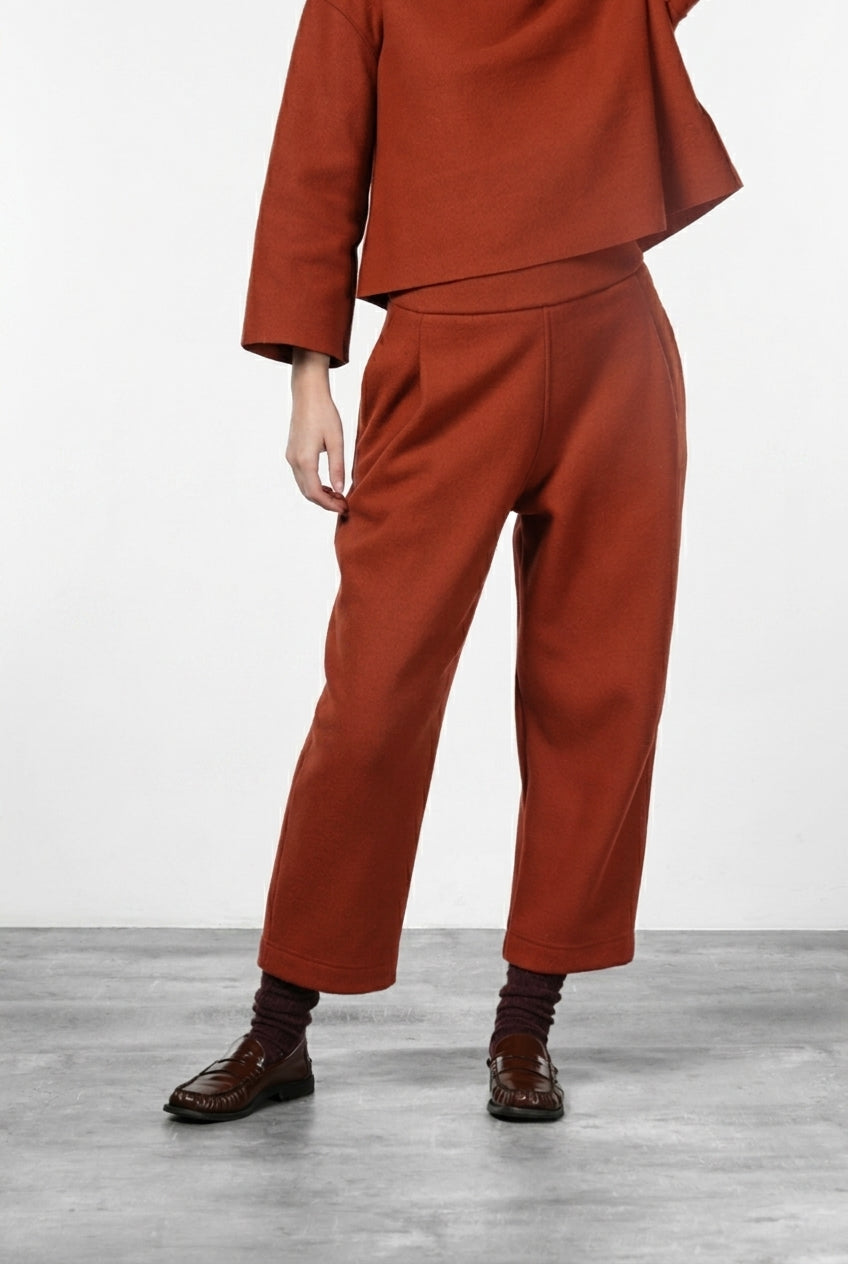 Baloon pantalone chino donna in panno di lana balloon fit