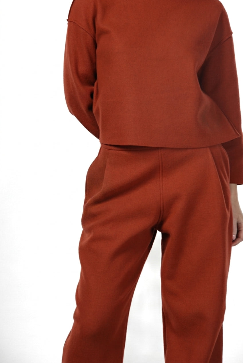 Baloon pantalone chino donna in panno di lana balloon fit