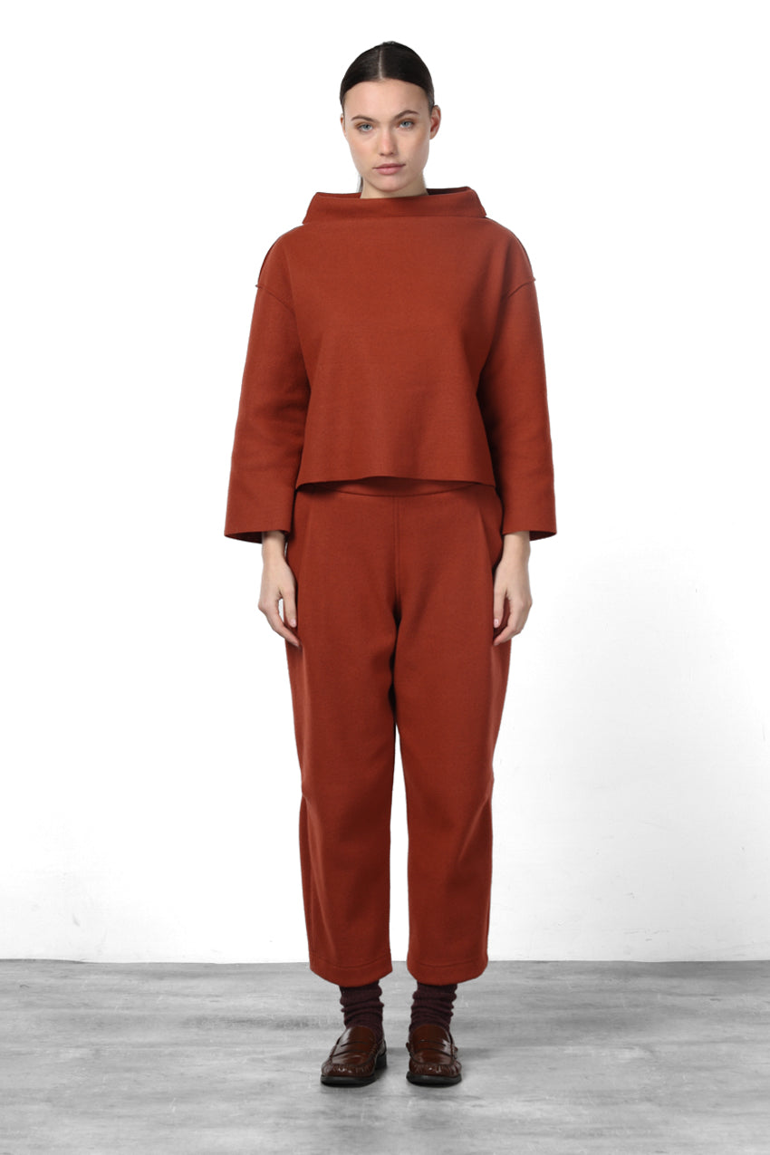 Baloon pantalone chino donna in panno di lana balloon fit