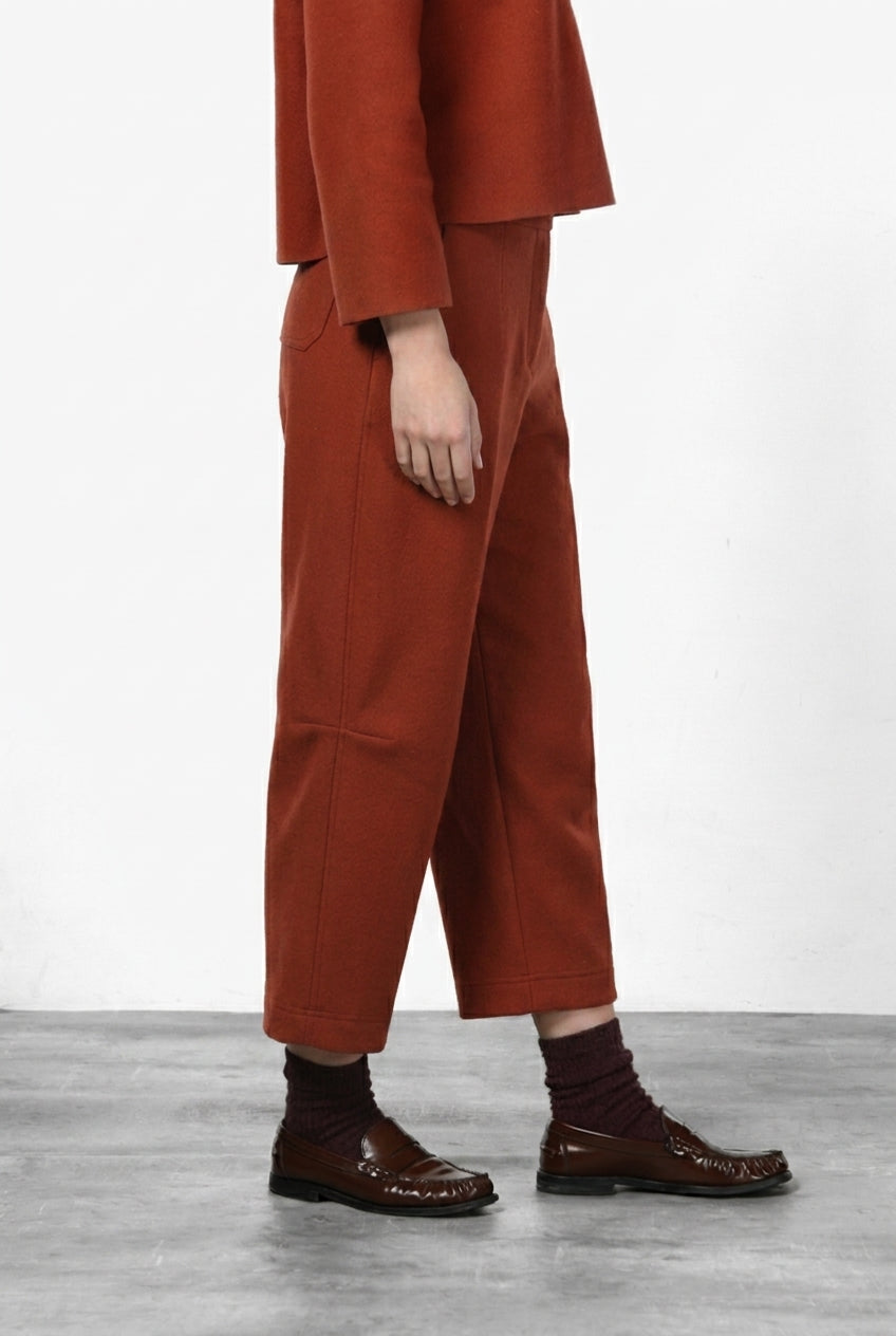 Baloon pantalone chino donna in panno di lana balloon fit