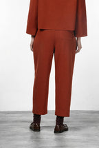 Baloon pantalone chino donna in panno di lana balloon fit