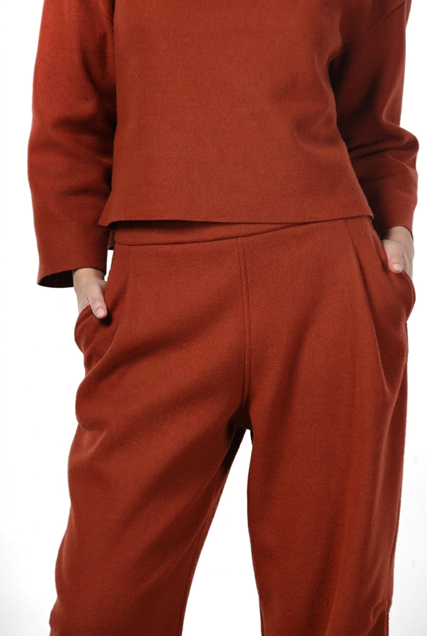 Baloon pantalone chino donna in panno di lana balloon fit