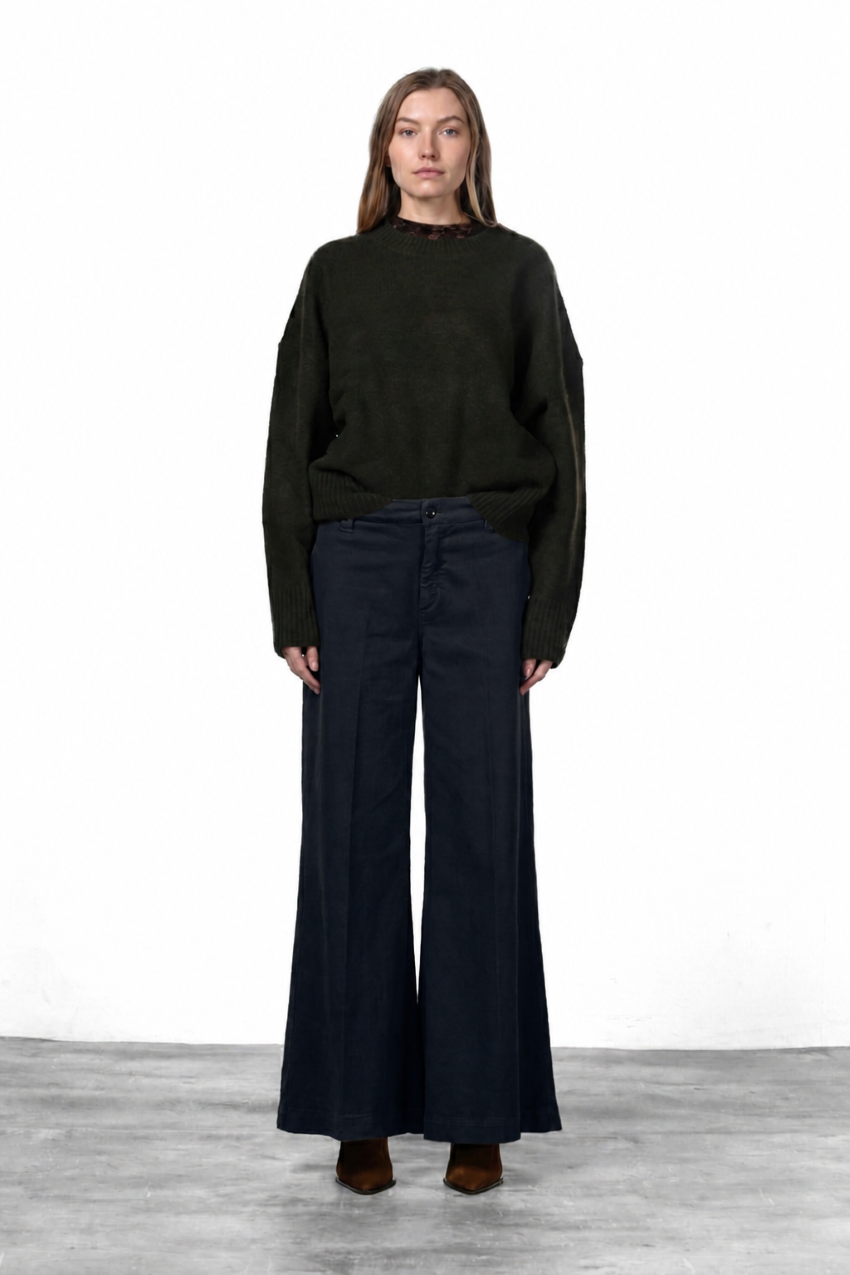 New York Palazzo women’s chino pants in gabardine with wide leg