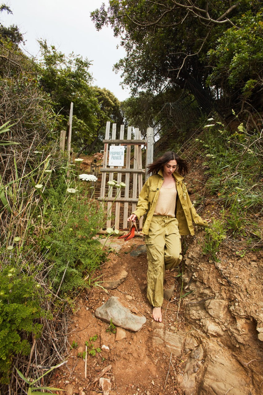 Francis pantalone cargo donna in twill wide leg