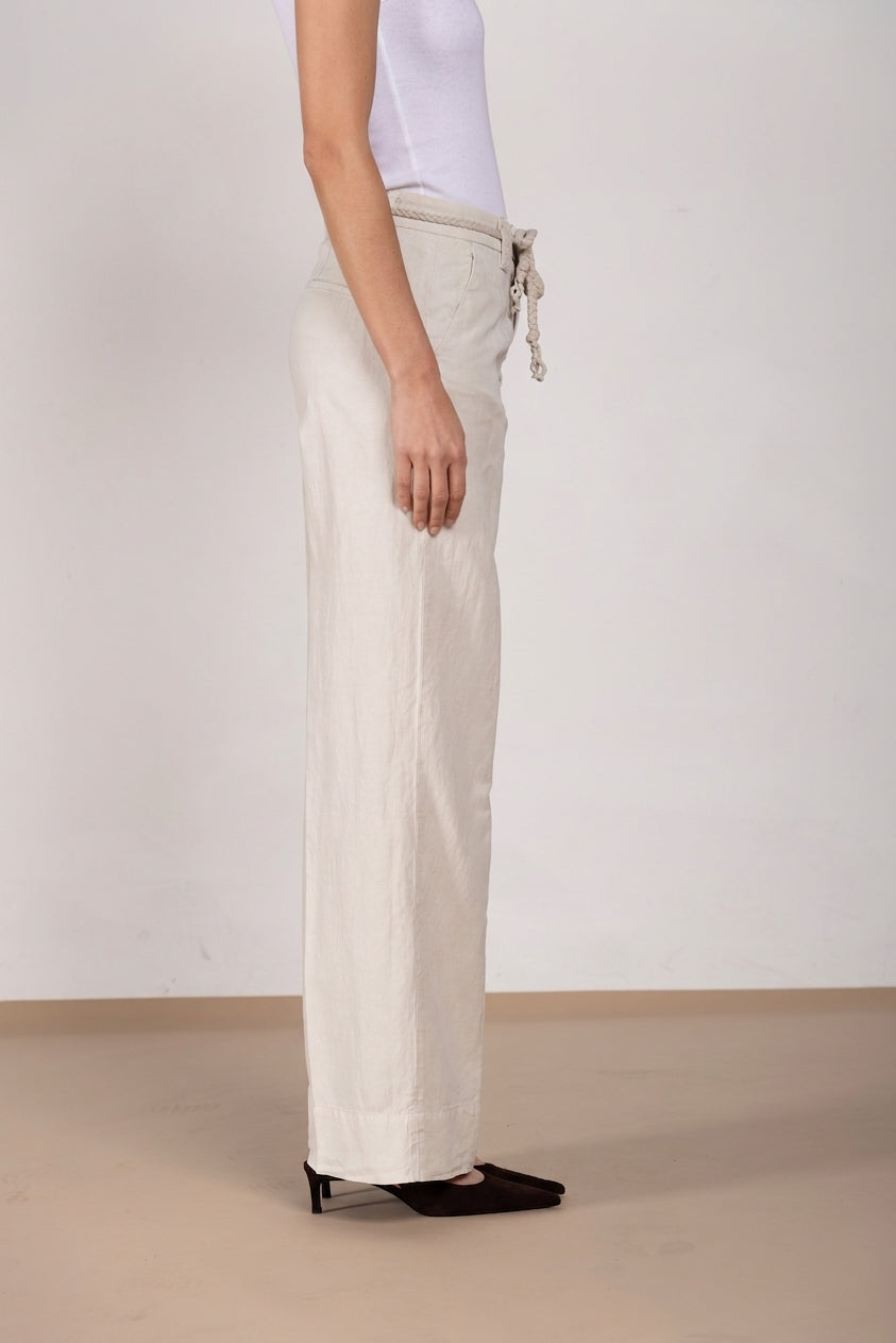 New York Studio pantalone chino donna in twill di cotone e lino straight fit