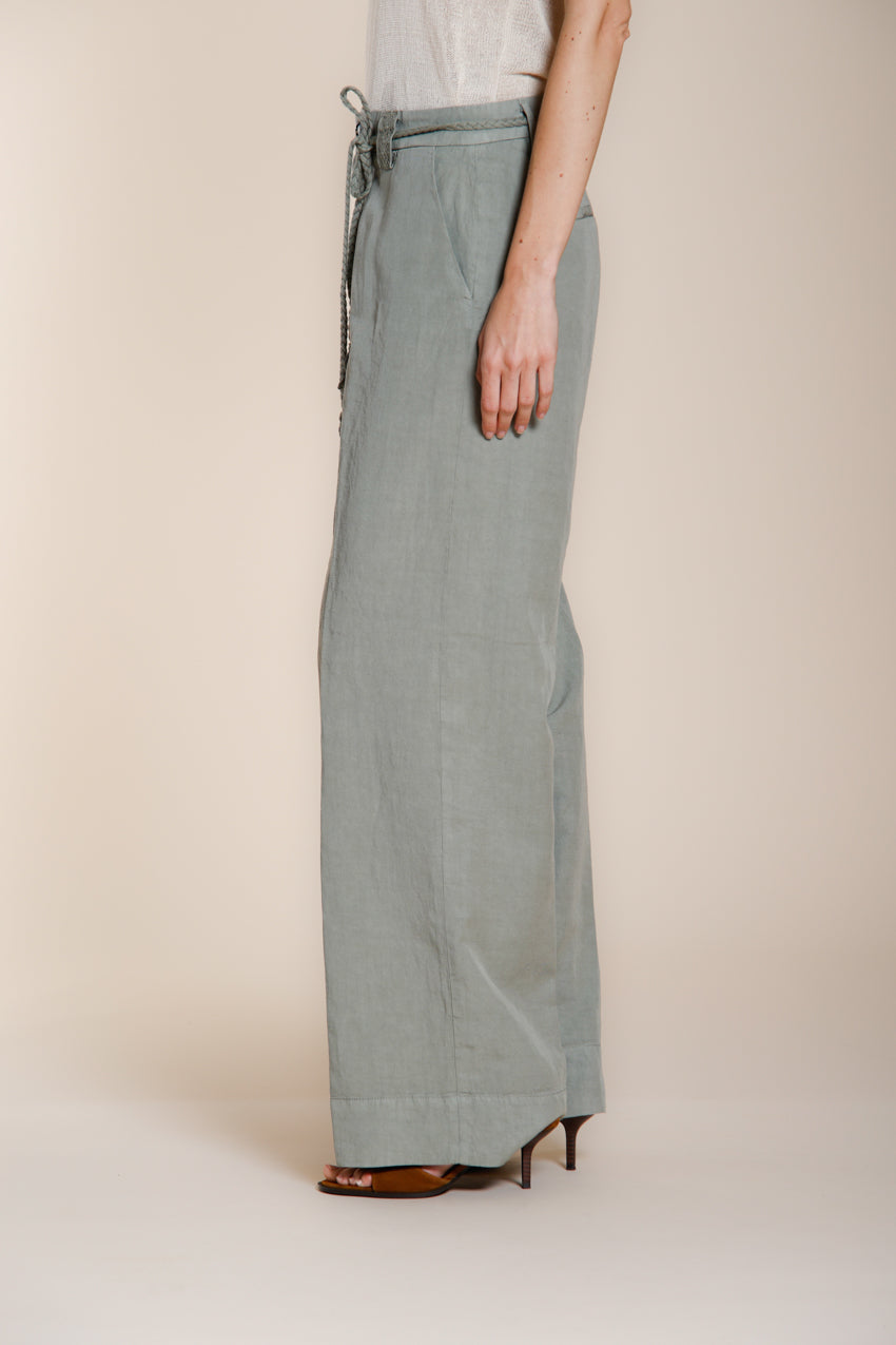 New York Studio pantalone chino donna in twill di cotone e lino straight fit