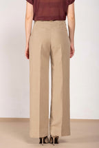 New York Studio pantalón chino mujer en twill de algodón y lino straight fit