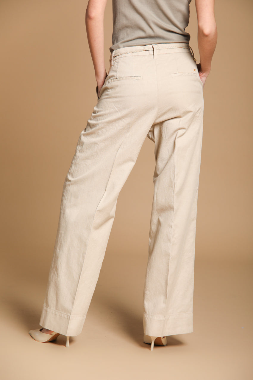 New York Studio Damen Chino Hose aus Baumwoll-Leinen-Twill Wide Leg