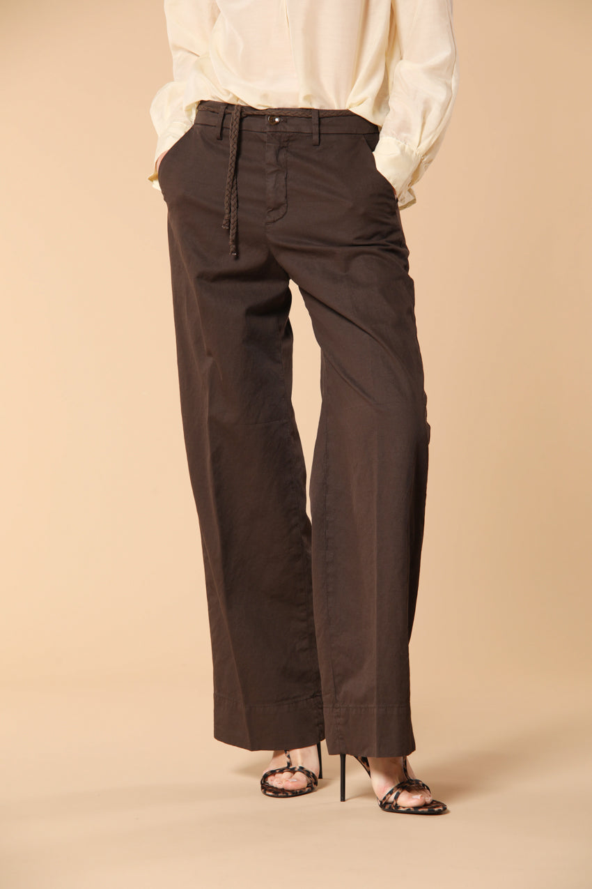 New York Studio Damen Chino Hose aus Baumwoll-Leinen-Twill Wide Leg