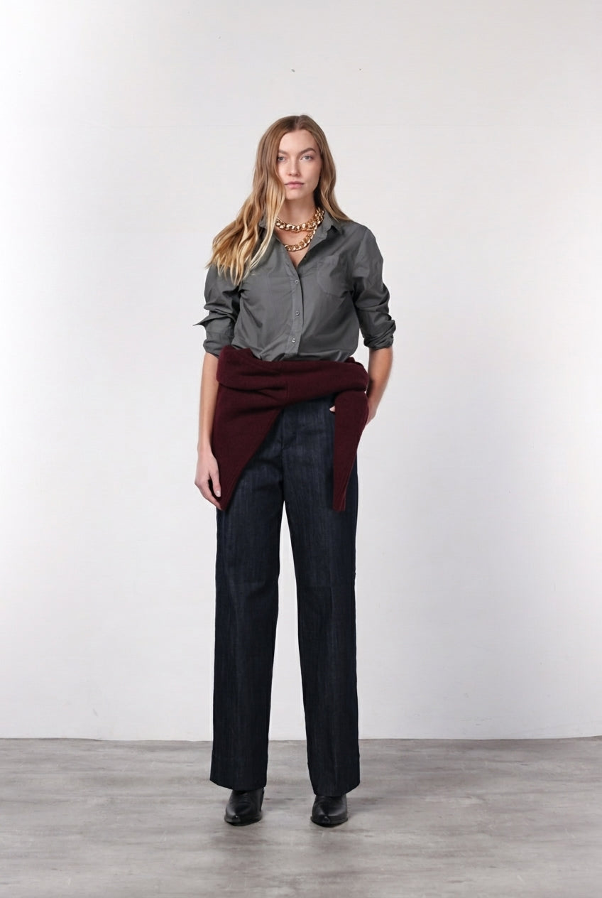 New York Studio pantalone chino donna in denim stretch straight fit