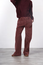 New York Studio pantalone chino donna in velluto liscio straight fit