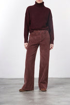 New York Studio pantalone chino donna in velluto liscio straight fit