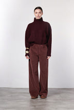 New York Studio pantalone chino donna in velluto liscio straight fit
