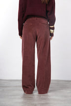 New York Studio pantalone chino donna in velluto liscio straight fit