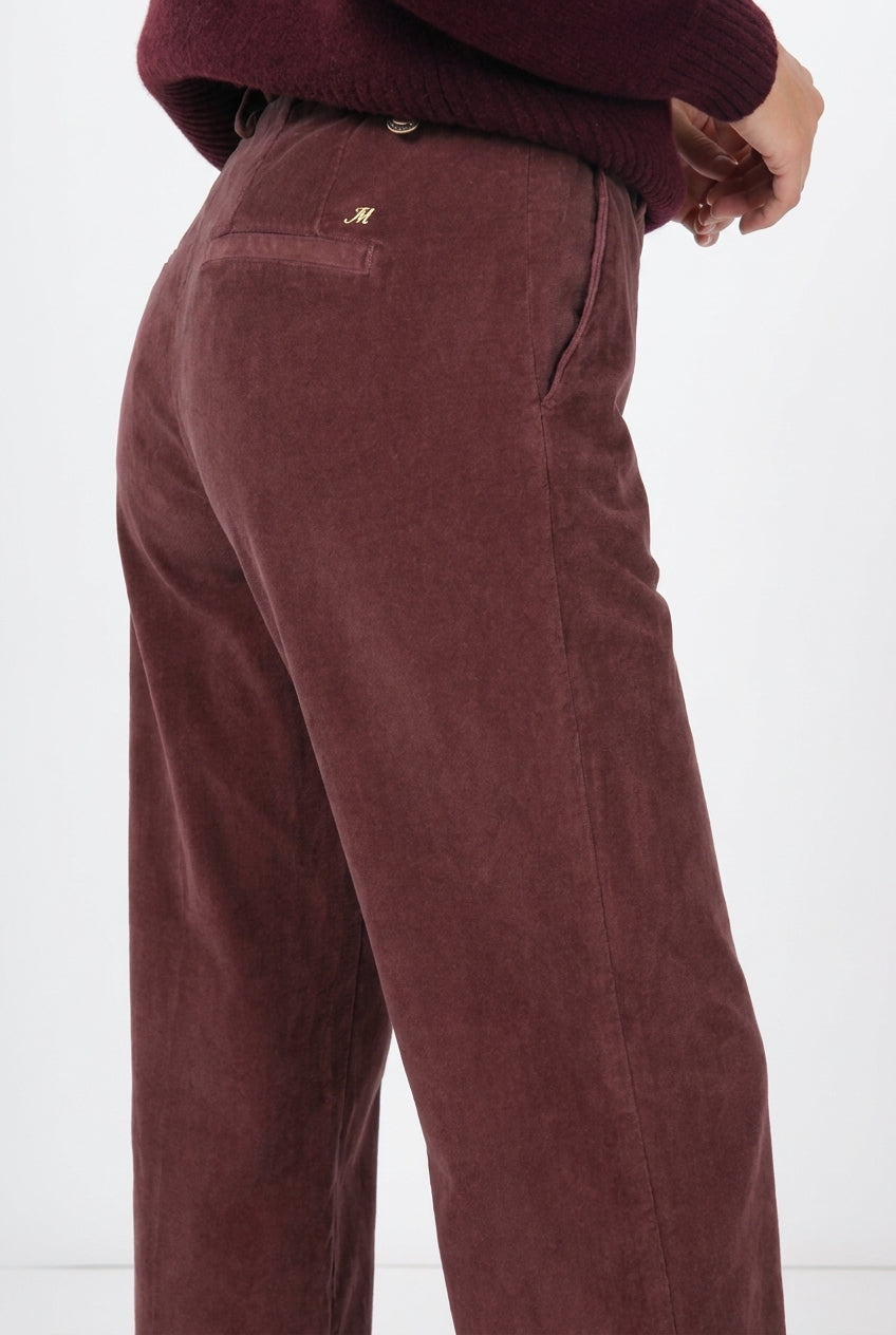New York Studio pantalone chino donna in velluto liscio straight fit