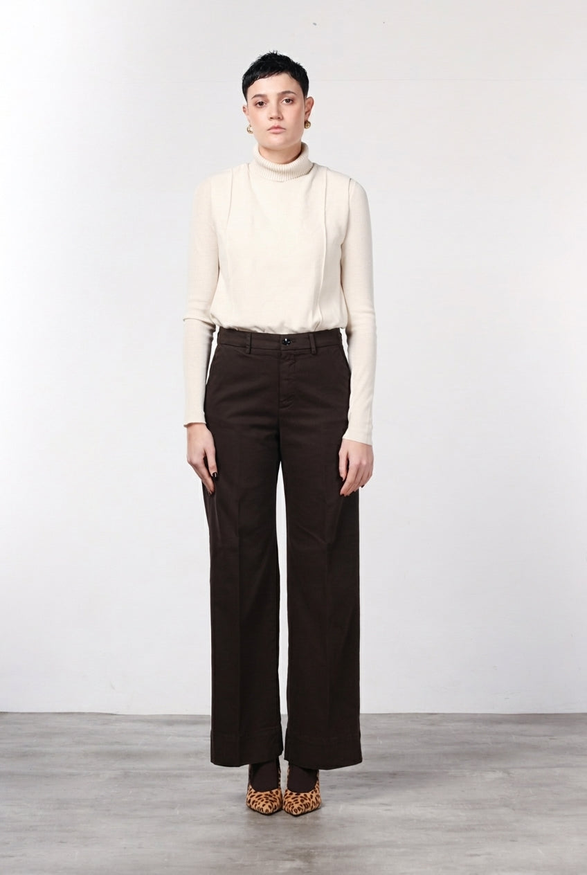 New York Studio pantalone chino donna in raso straight fit