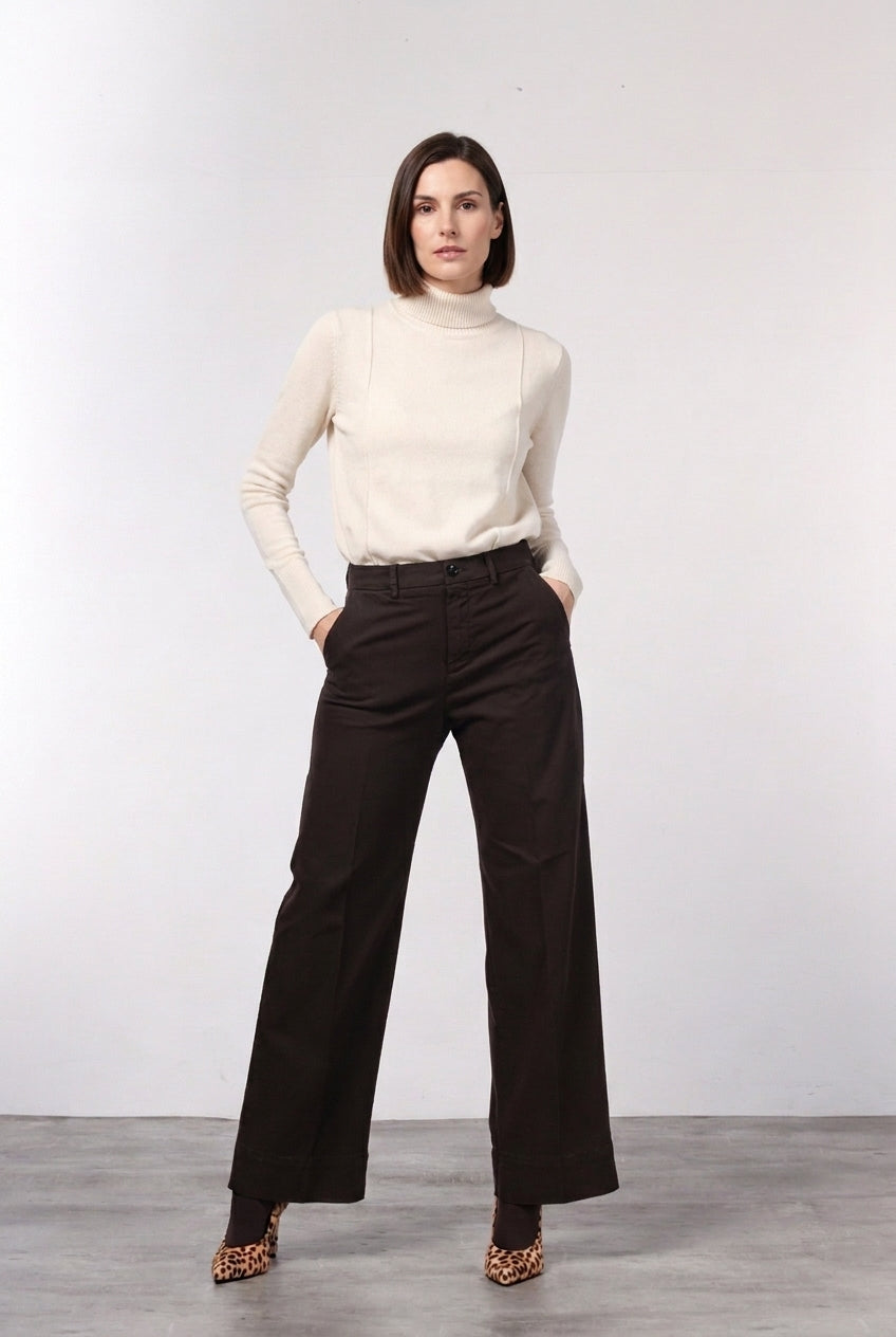 New York Studio pantalón chino de mujer en satén, straight fit