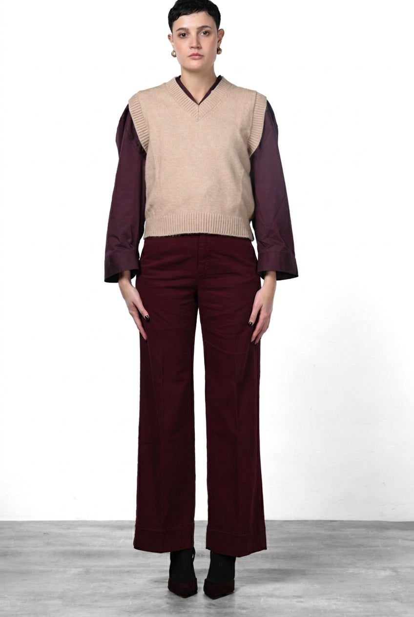 New York Studio pantalone chino donna in raso straight fit