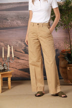 New York Studio Damen Chino Hose aus Baumwoll-Twill Wide Leg