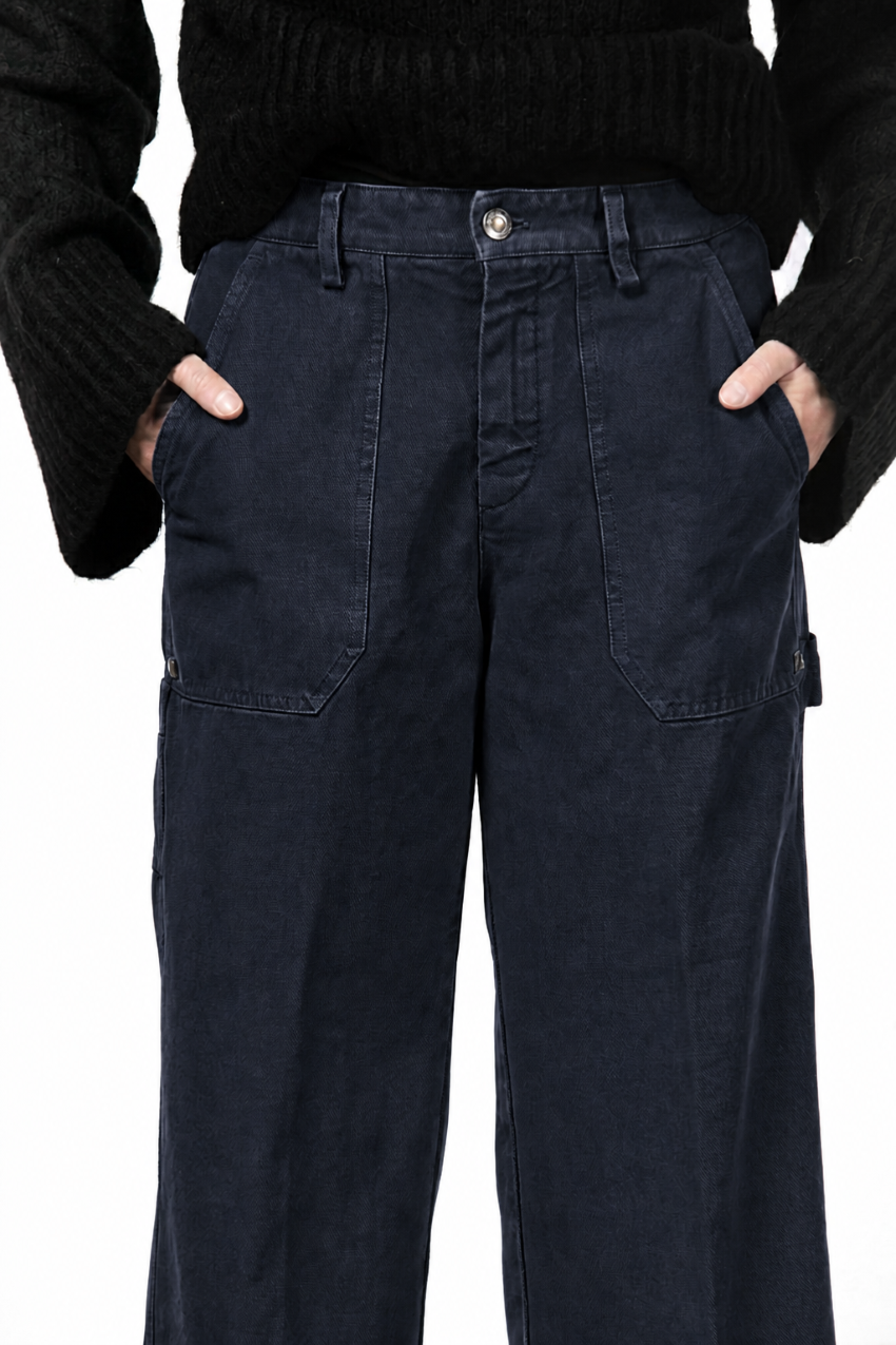 Dallas Wide pantalone chino donna in canvas straight fit