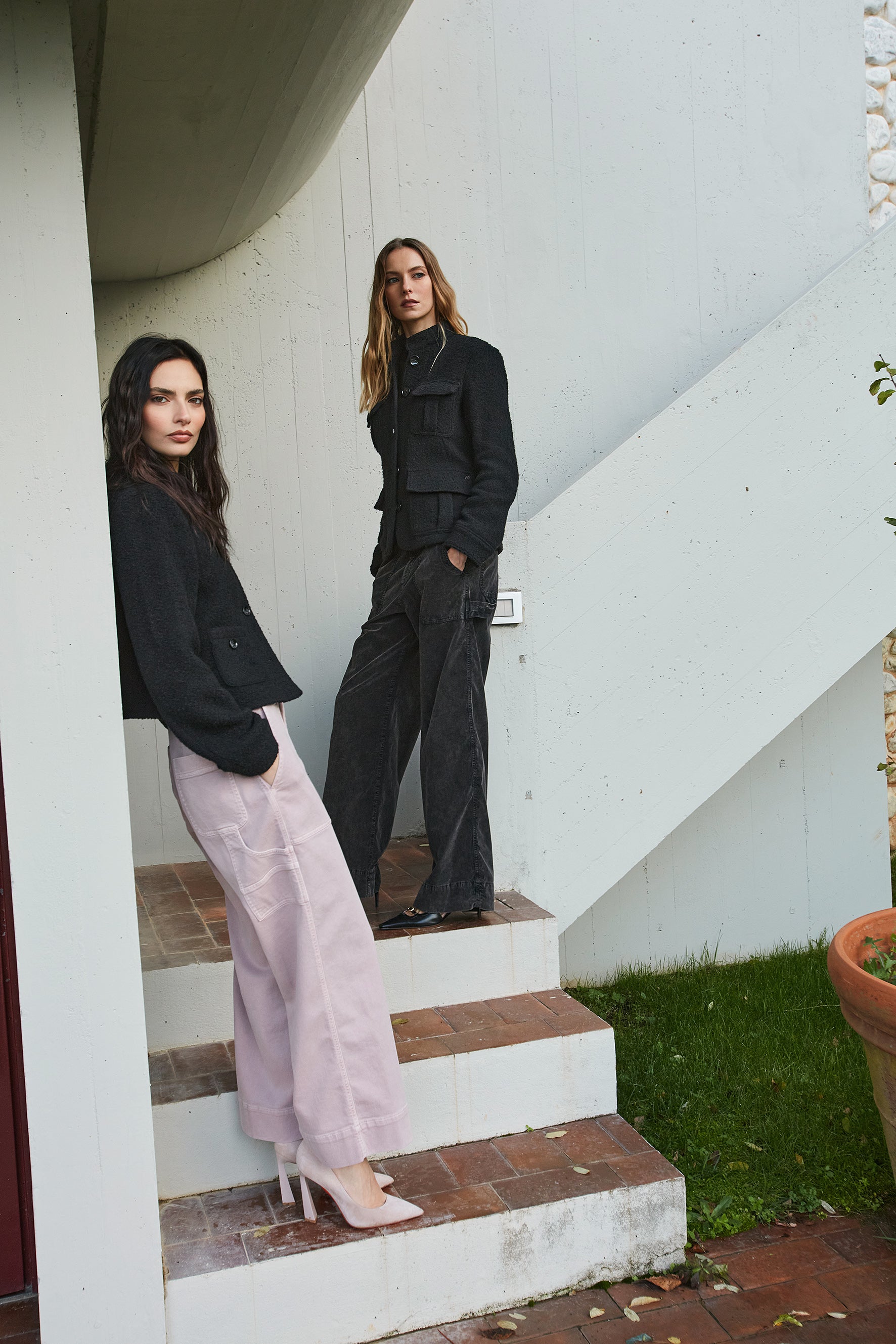 Dallas Wide Damen-Cargohose aus Gabardine wide leg