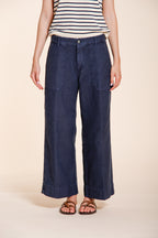 Dallas Wide pantalon cargo femme en cotton flammé straight fit