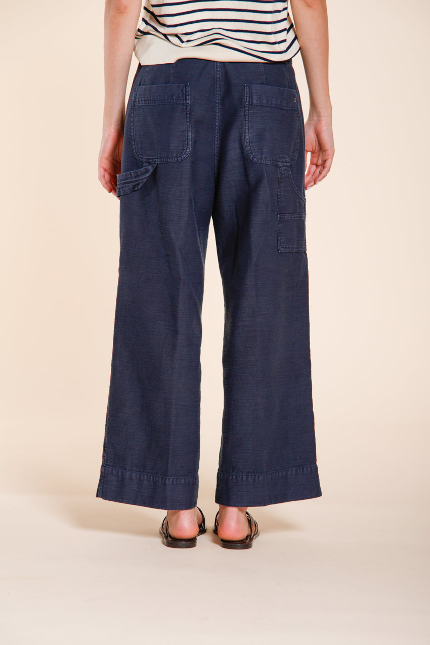 Dallas Wide pantalone cargo donna in cotone fiammato straight fit