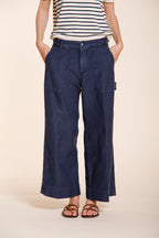 Dallas Wide pantalone cargo donna in cotone fiammato straight fit