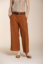 Dallas Wide pantalone cargo donna in cotone fiammato straight fit