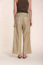 Dallas Wide pantalone cargo donna in cotone fiammato straight fit