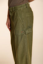 Dallas Wide pantalone cargo donna in cotone fiammato straight fit