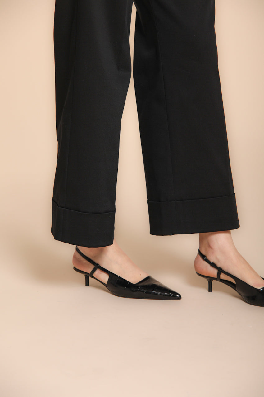 Foto 4 New York Studio Cropped pantalone chino donna in gabardina wide leg