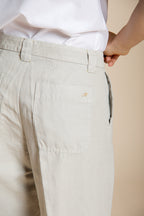 New York Studio Cropped pantalon chino femme en lin et coton straight fit