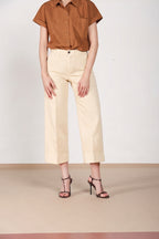 New York Studio Cropped pantalón chino mujer en lino y algodón straight fit