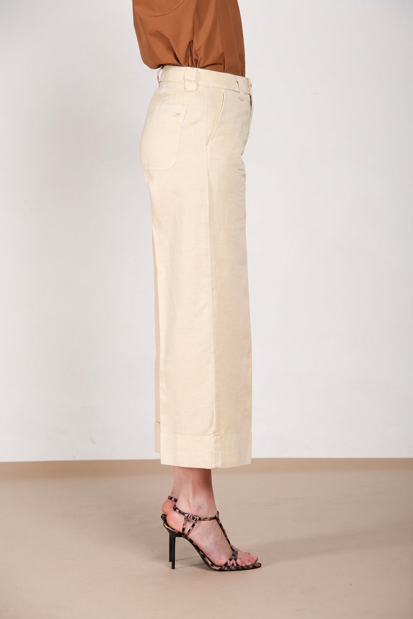 New York Studio Cropped pantalón chino mujer en lino y algodón straight fit