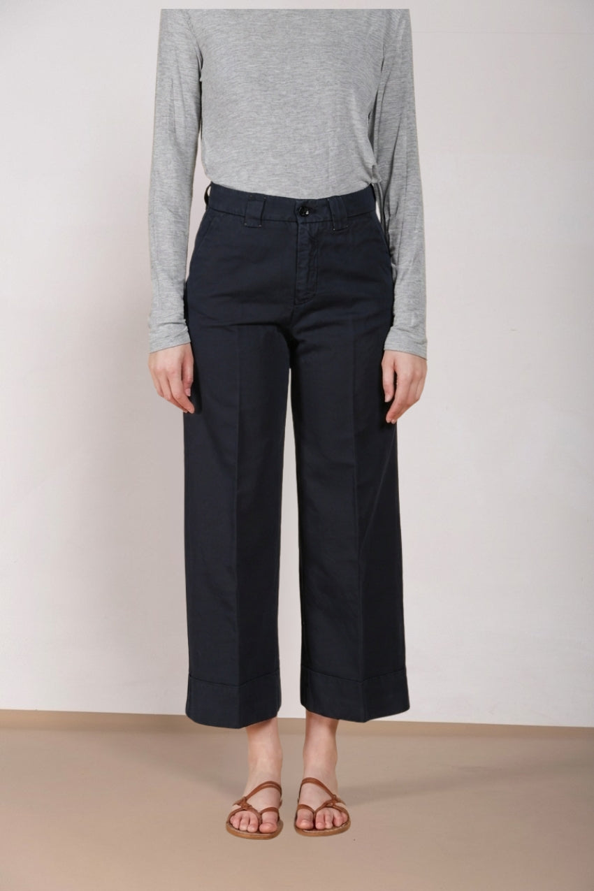 New York Studio Cropped pantalón chino mujer de lino y algodón straight fit