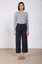 New York Studio Cropped pantalón chino mujer de lino y algodón straight fit