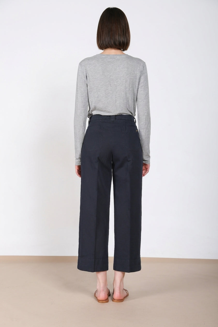 New York Studio Cropped pantalón chino mujer de lino y algodón straight fit