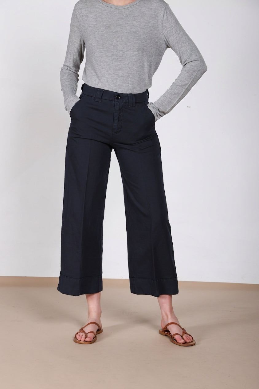 New York Studio Cropped pantalón chino mujer de lino y algodón straight fit