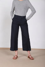 New York Studio Cropped pantalón chino mujer de lino y algodón straight fit