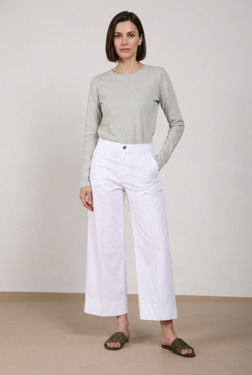 New York Studio Cropped Hose Chino Damen aus Gabardine straight fit