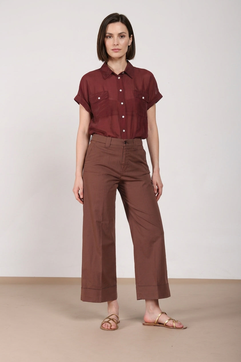 New York Studio Cropped Hose Chino Damen aus Gabardine straight fit