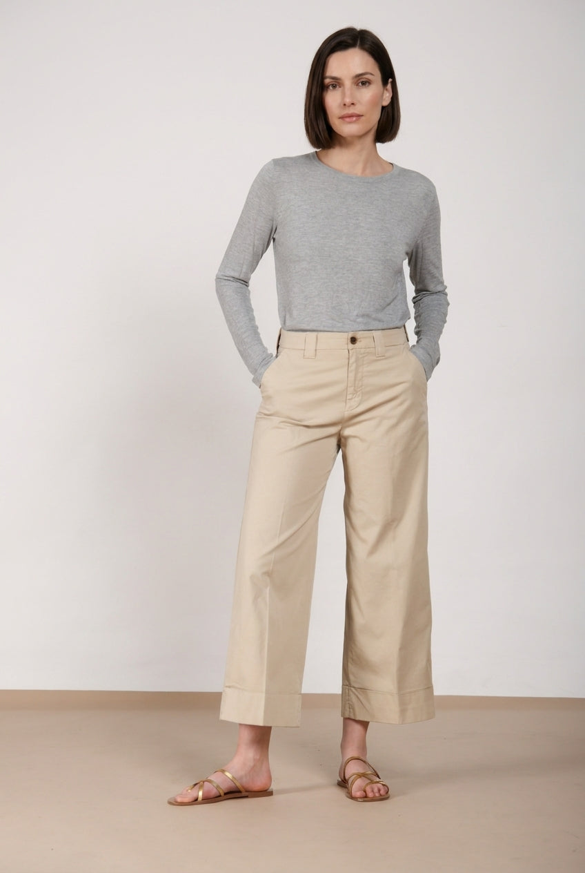 New York Studio Cropped Hose Chino Damen aus Gabardine straight fit